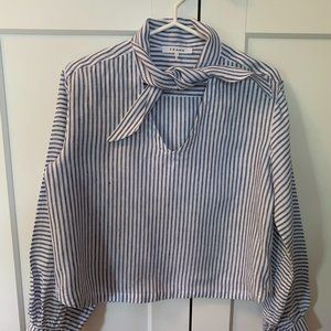 FRAME Denim Handkerchief Striped Linen Top NWOT